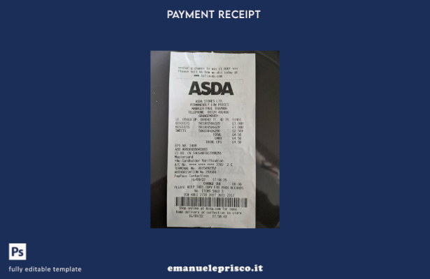 stile verificato Asda memorizza il modello di ricevuta di pagamento